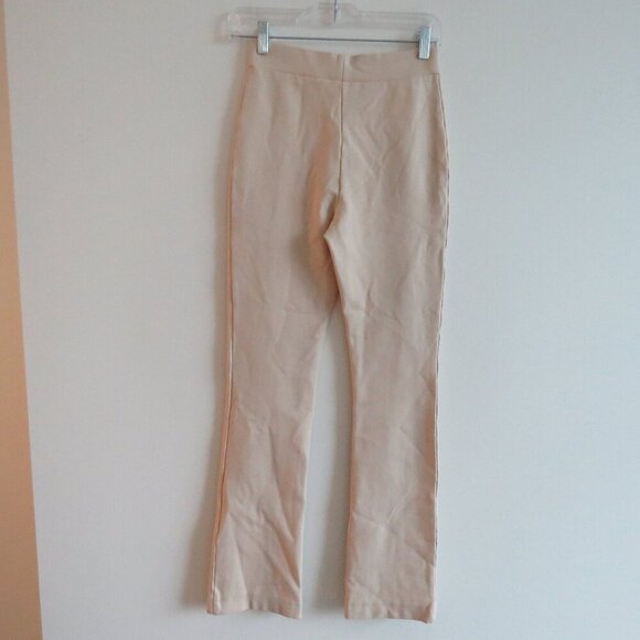 AARON & AMBER Tan Beige Split Hem Ponte Knit Stretch Pants - Women's Size S NWT - Picture 8 of 13